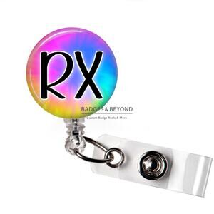 RX Retractable Badge Reel | Pharmacy Tech Pharmacist ID Name Tag Holder